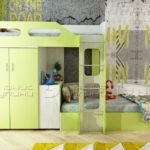 Двуетажно легло с гардероб