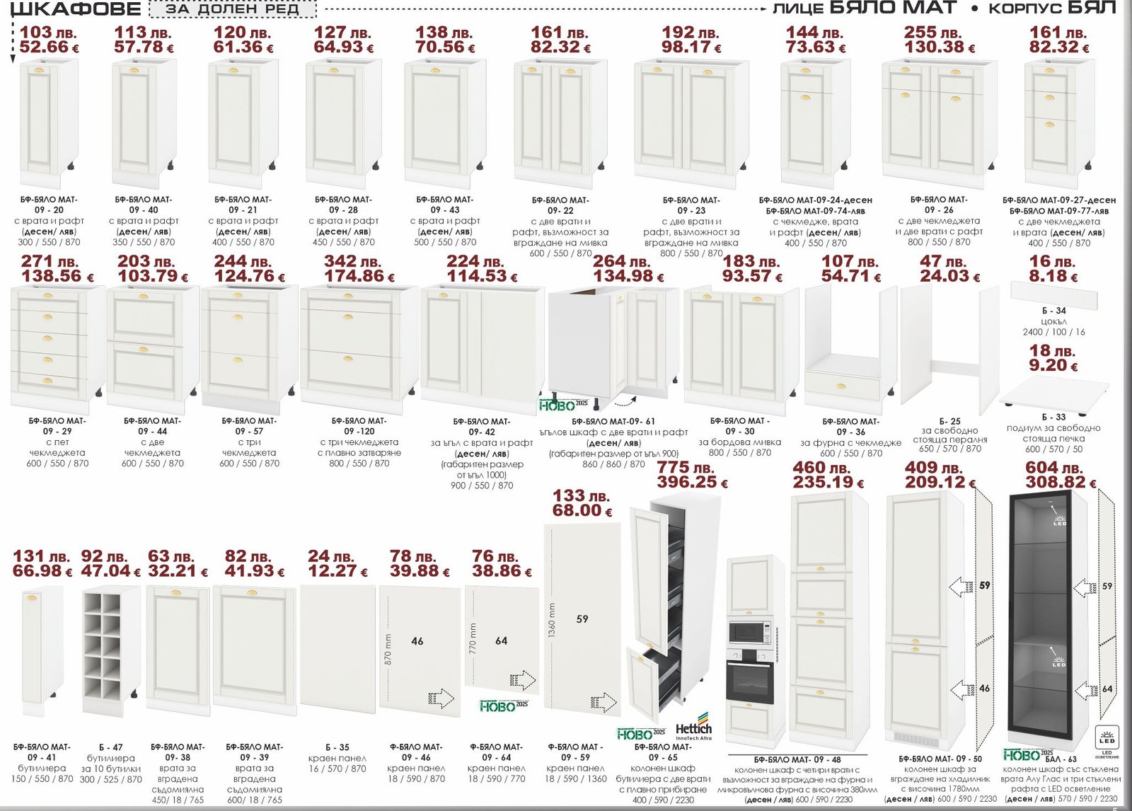 Долен ред шкафове Бяло мат-Бял ИРИМ 02.25 Модули долен ред - Image 1