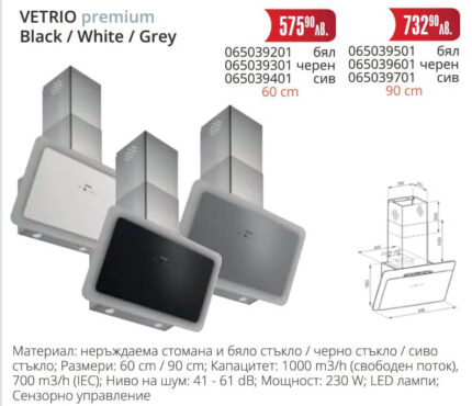 Абсорбатор плъзгащ VETRIO premium - Pyramis