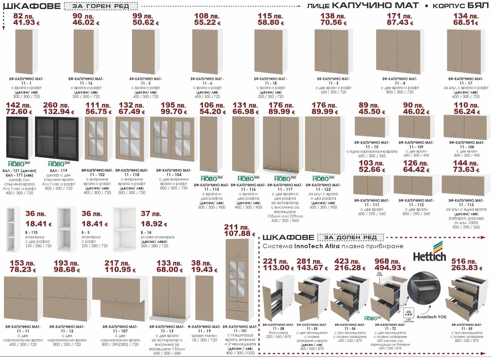 Горен ред шкафове Капучино мат-Бял 02.25 ИРИМ Модули горен ред - Image 1