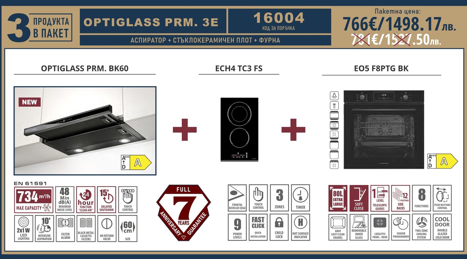 Paket-Optiglass-PRM-3E-EUROLUX Промо комплект за кухня Optiglass Prm 3E - Eurolux