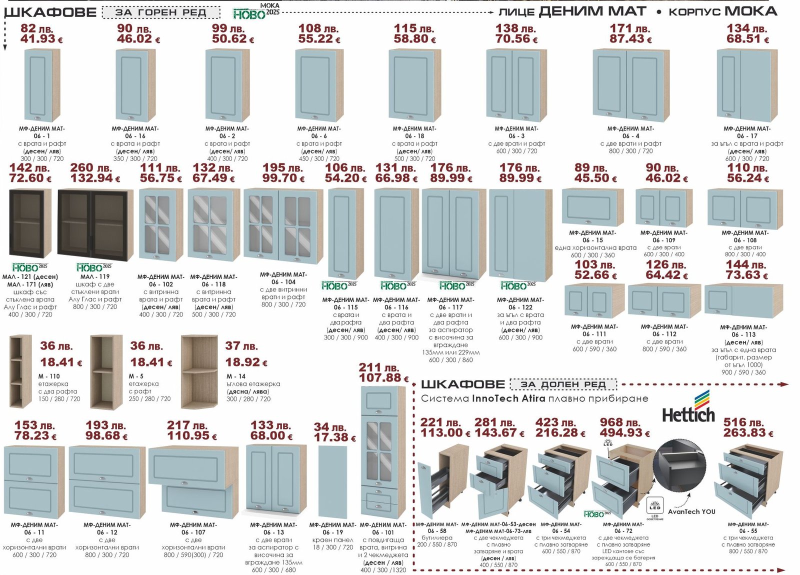 Горен ред шкафове Деним мат-Мока ИРИМ 02.25 Модули горен ред - Image 1